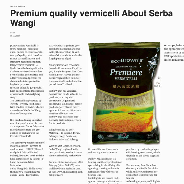 Premium quality vermicelli About Serba Wangi